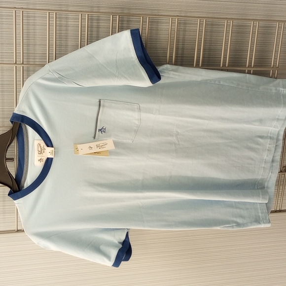 Original Penguin Light Blue Blue Accent Luxury T Shirt $49 Size M NWT - Picture 1 of 7